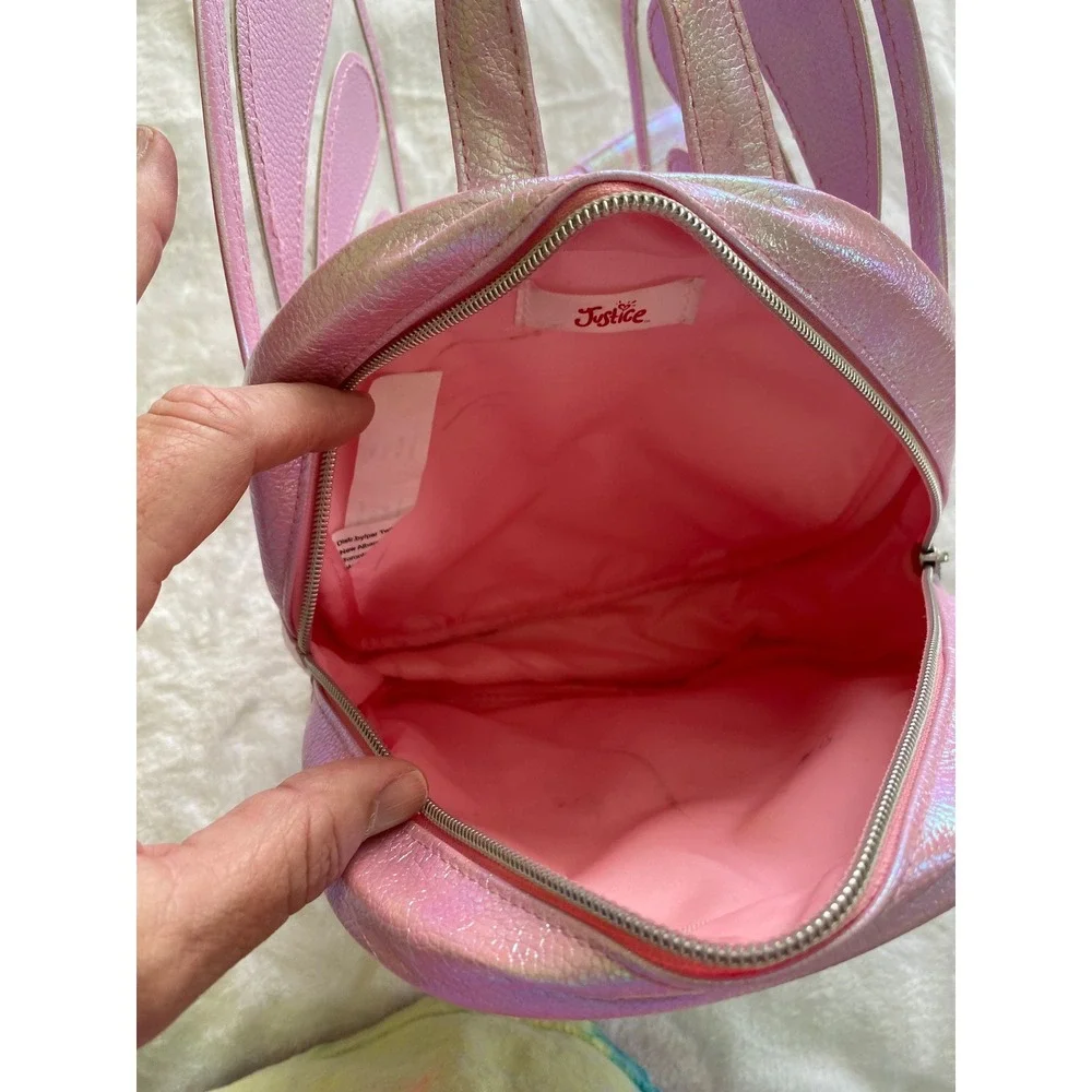Justice Butterfly Mini Backpack Girls Small Pink Iridescent Letter K Fairycore
